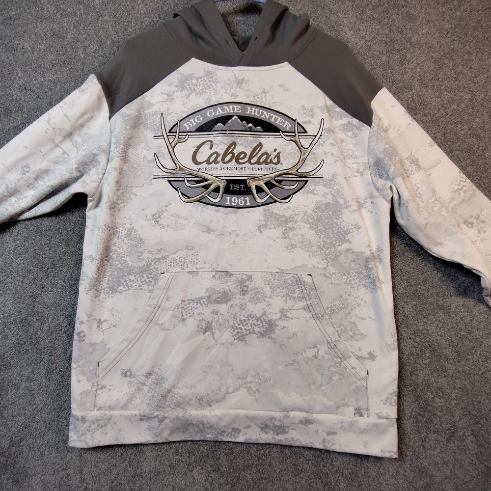 Cabelas Mens Sweatshirt Gray M Camouflage Long Sleeve Crew Neck Hoodie Pullover